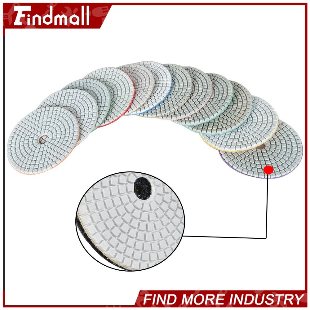 Findmall 13 Pack 4 Inch Diamond Polishing Pads With 5/8″ -11″ Backer Pads New