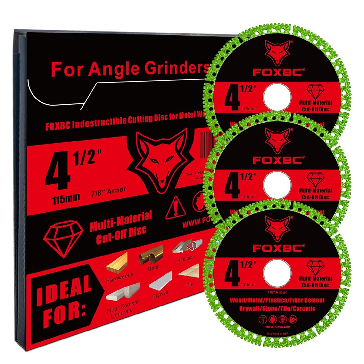 4-1/2 Inch Indestructible Multi-Material Cut Off Disc, 7/8″ Arbor – 3 Pack