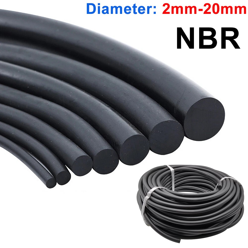 Black Solid Nitrile Rubber Strip O-Ring Cord Oil Water Seal Gasket Dia 2mm-20mm