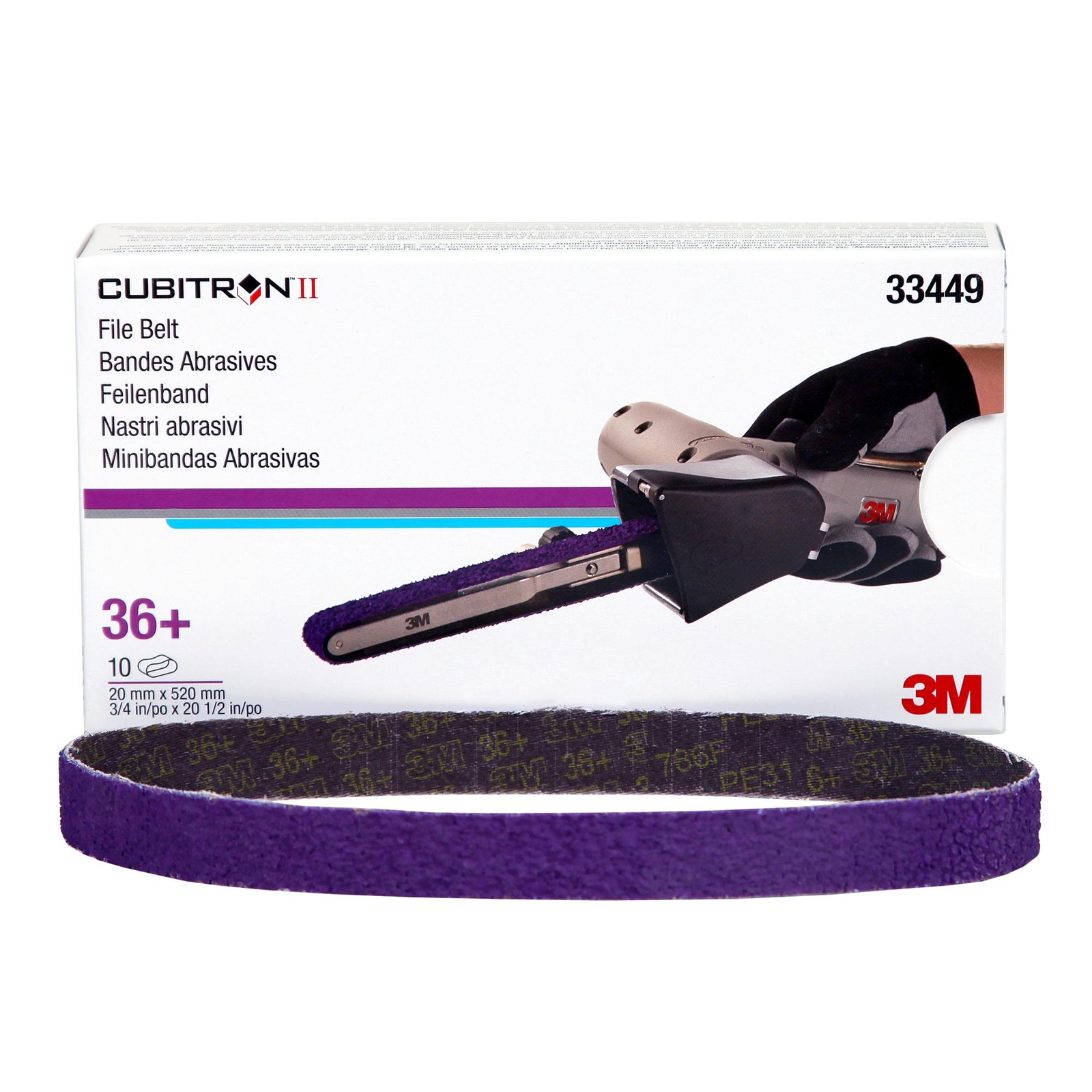 3M Cubitron II 786F File Belt, 33449, 25/32 in x 20 15/32 in, 36+, 10per carton