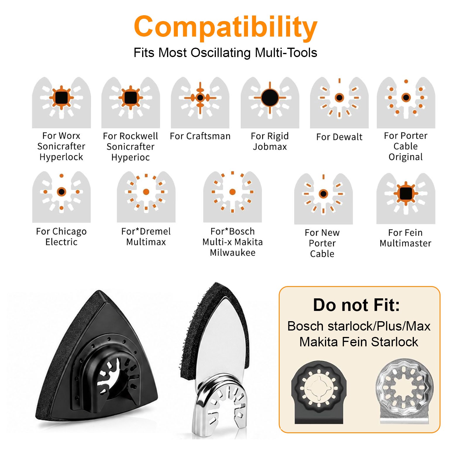 148PCS Oscillating Tool Sanding Pads Kit 60-400 Grit Triangle Finger Sandpaper
