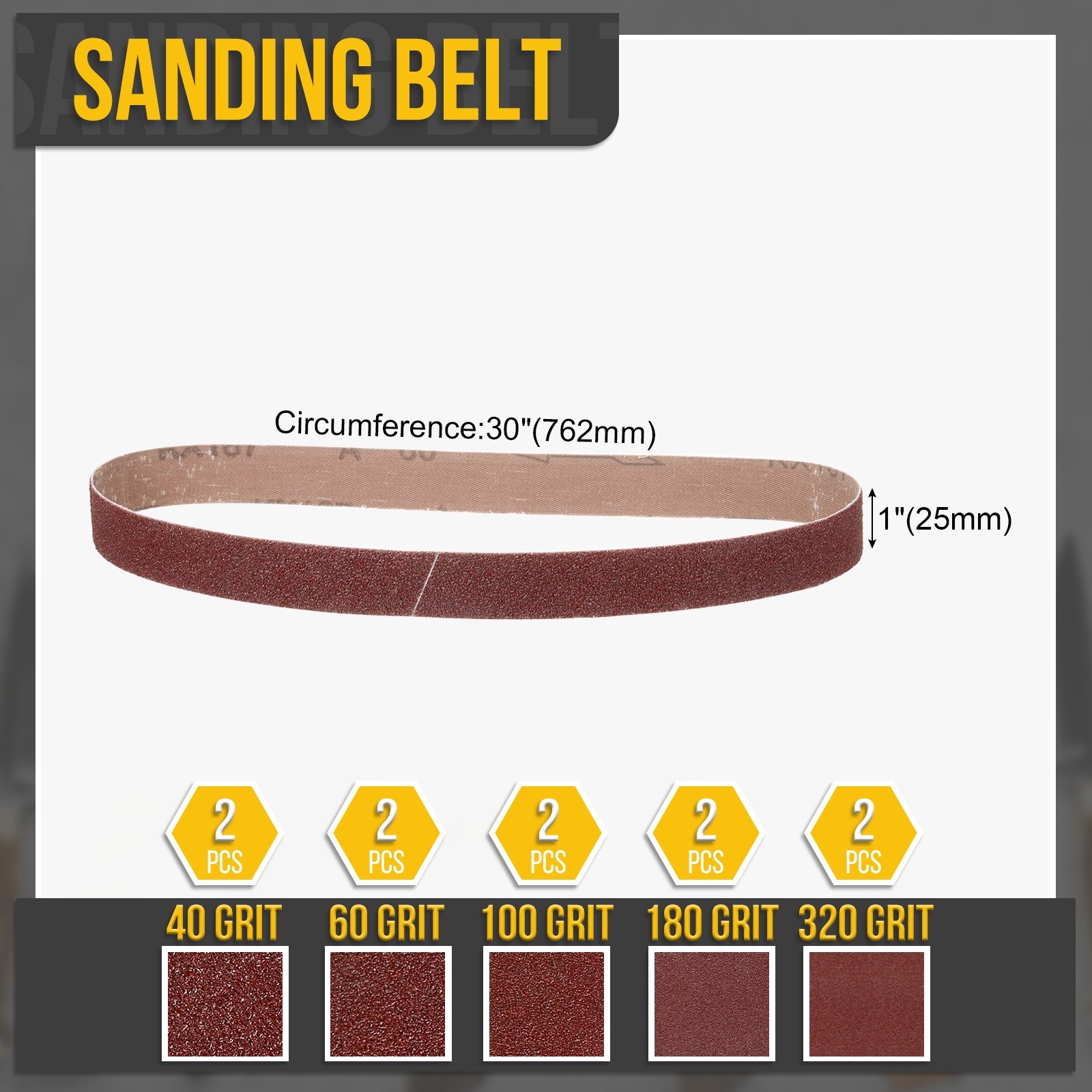 1 x 30 Inch Sanding Belt,10 Pcs 40/60/100/180/320 Grit Knife Sharpener Belts