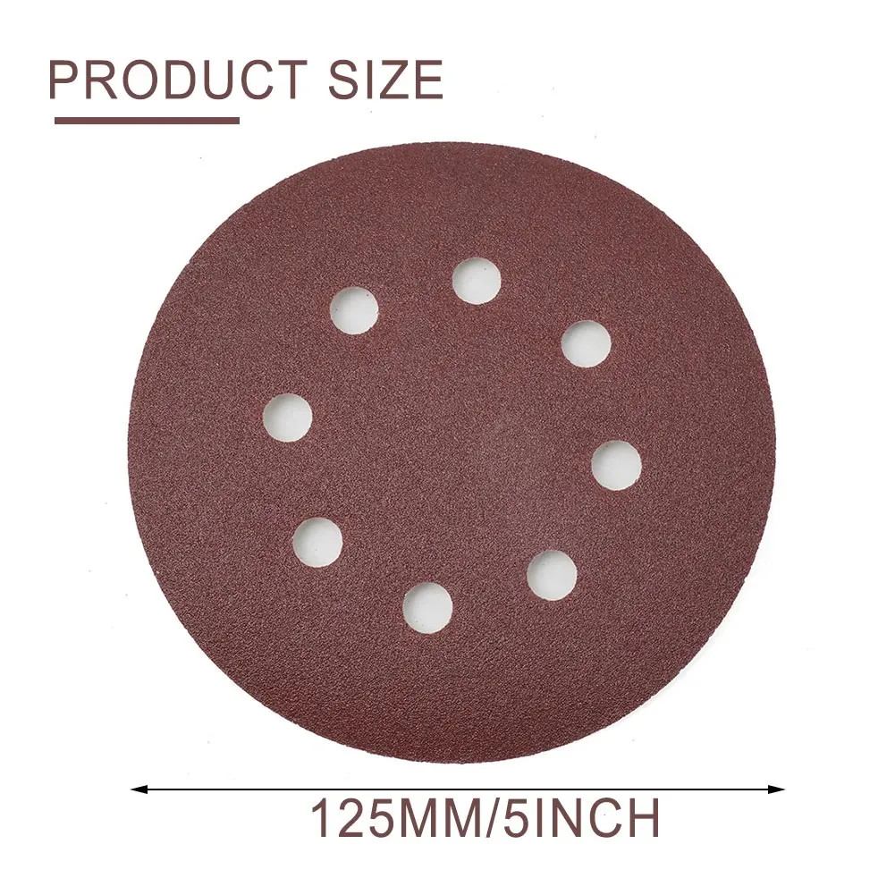 8 Hole 125mm Sandpaper Woodworking Metal Grinding Disc Abrasive Polishing Tool 4