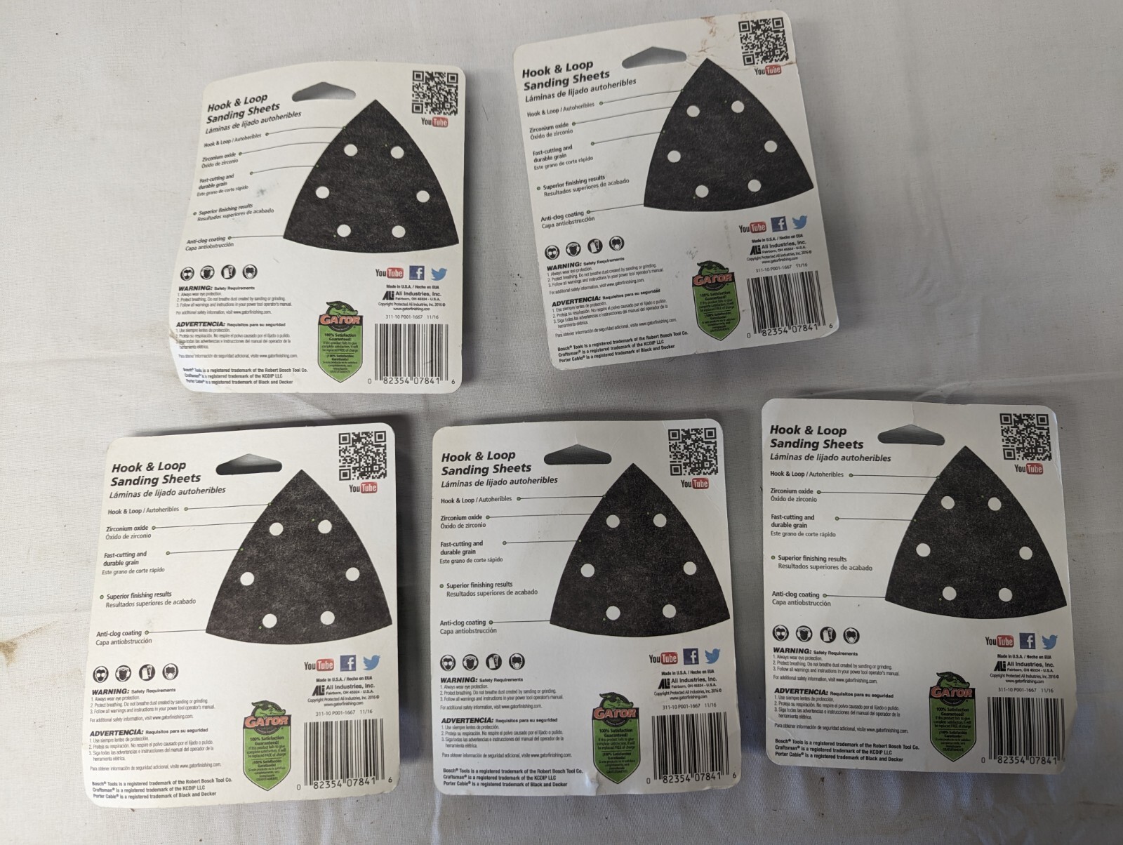 5 pks Gator Ultra Power Hook & Loop 120 Fine Sanding Sheets #7841 Blk zirconium
