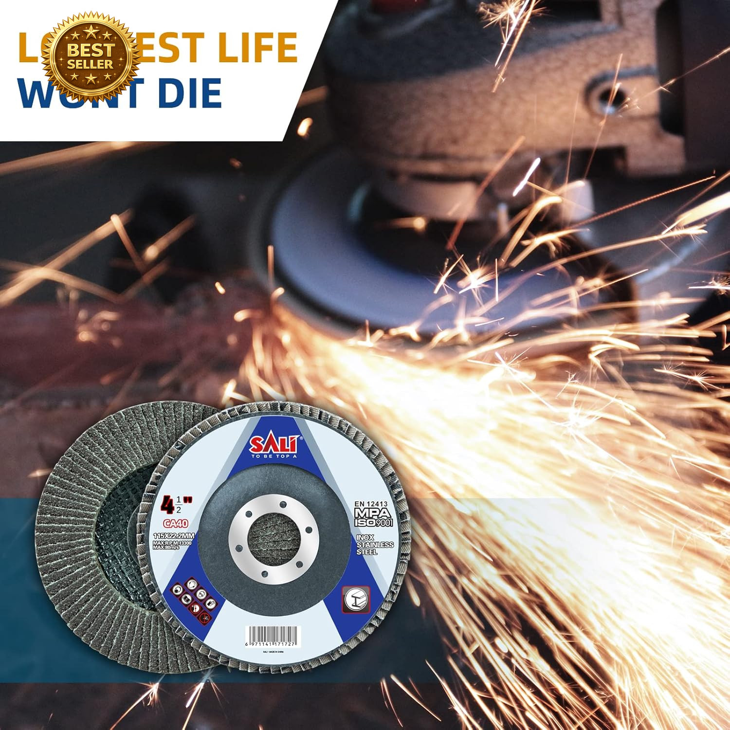 10 Pack 4.5″ Flap Disc 40 Grit 7/8 Inch Bevel Type 29 Grinding Wheel