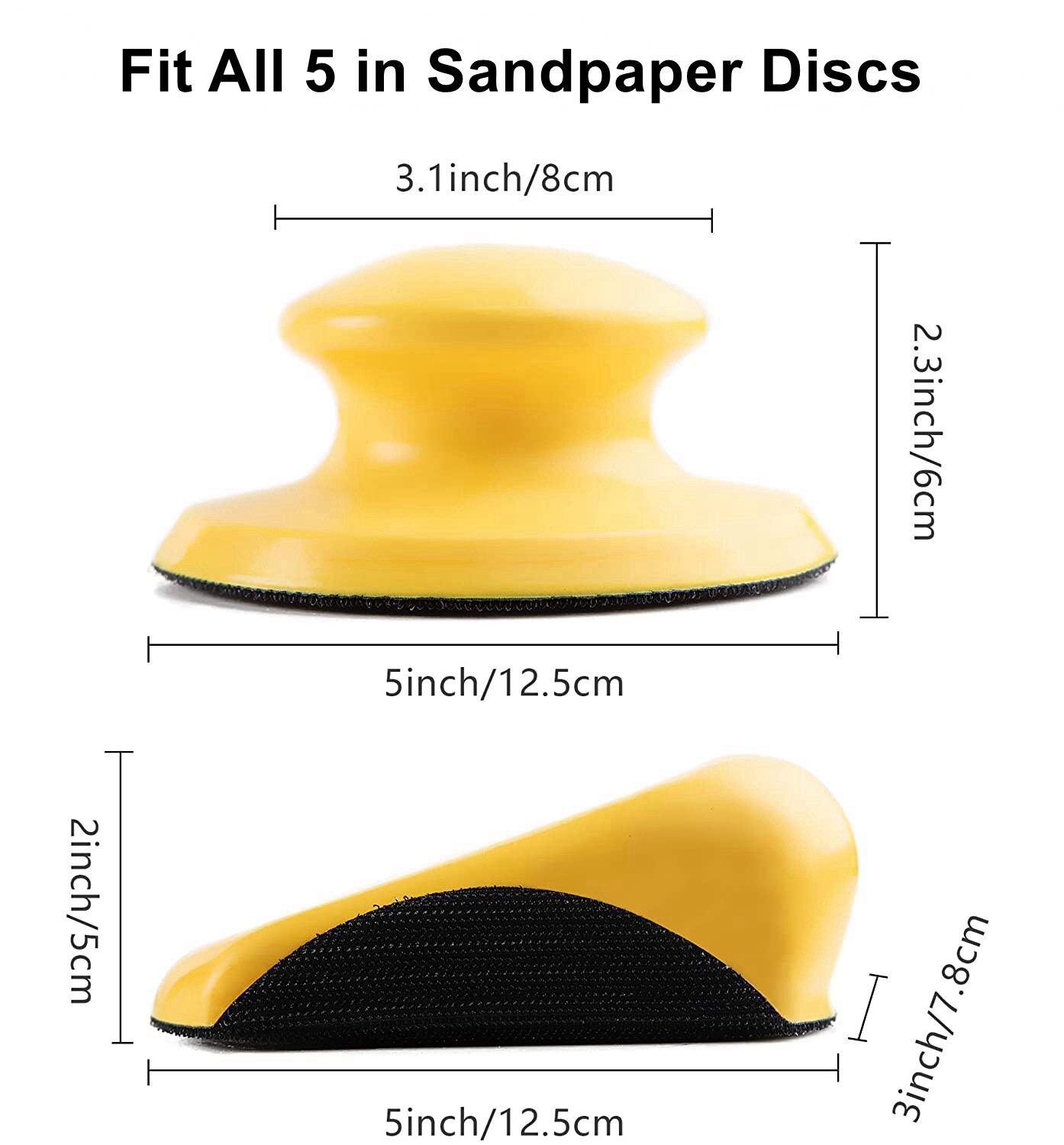 5inch Mouse Round Foam Hand Sander Sanding Blocks Pads Hook Loop Sandpaper Discs