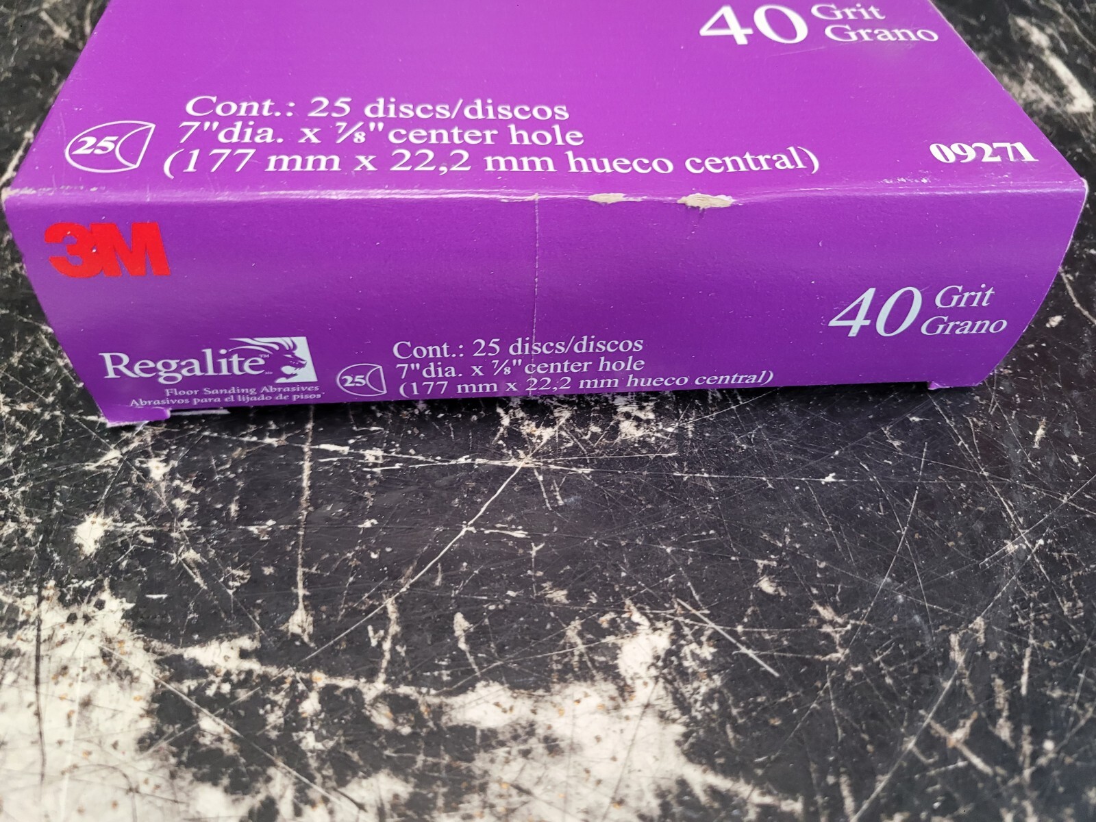 3M Regalite Floor Surfacing Discs 09271, 7 in x 7/8 in Hole 40 Grit 25 Pack