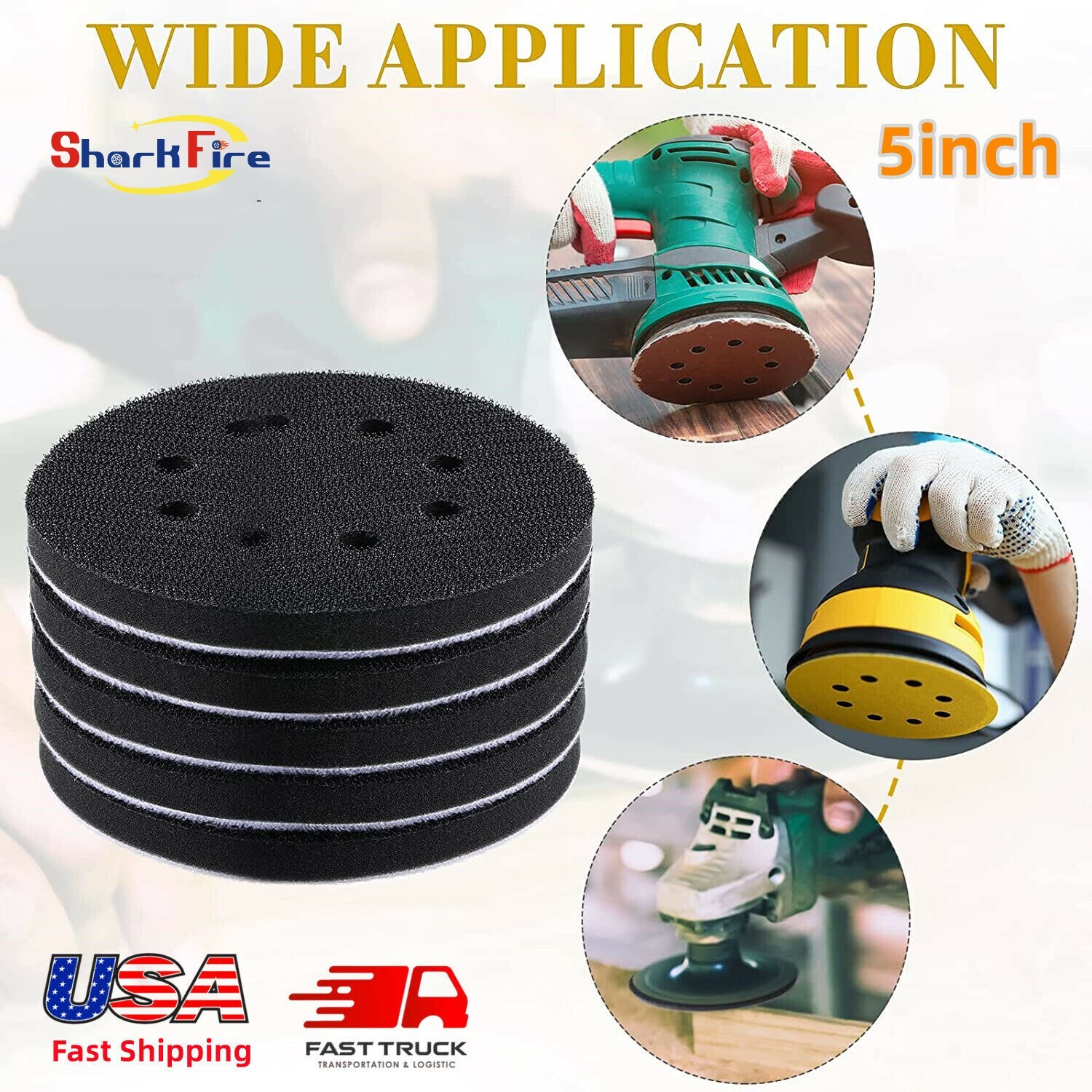 5 Inch (127mm) Interface Pad Hook and Loop Soft Sponge Cushion Buffing Pads