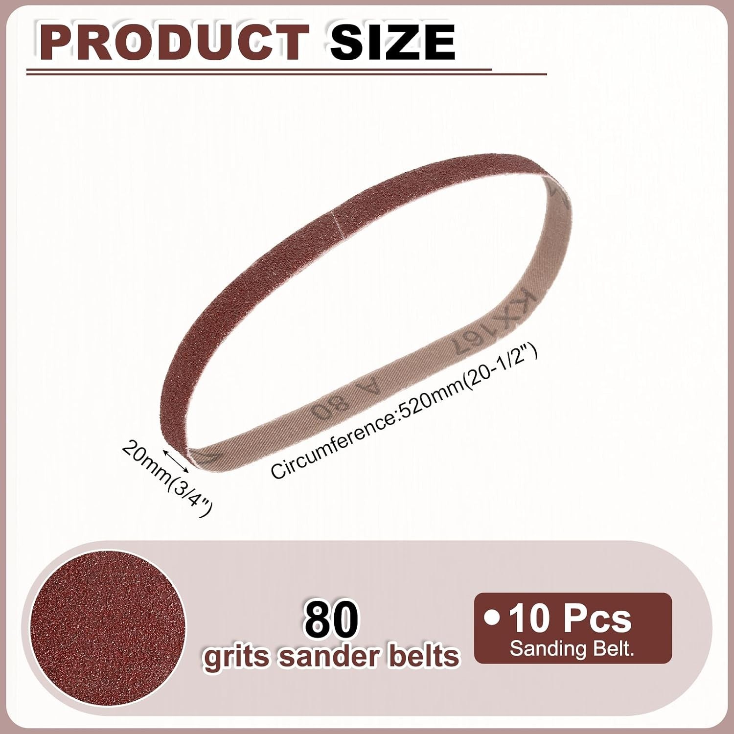 Versatile 3/4 x 20 1/2 Inch 80 Grit Aluminum Sanding Belts for Wood & Metal Work
