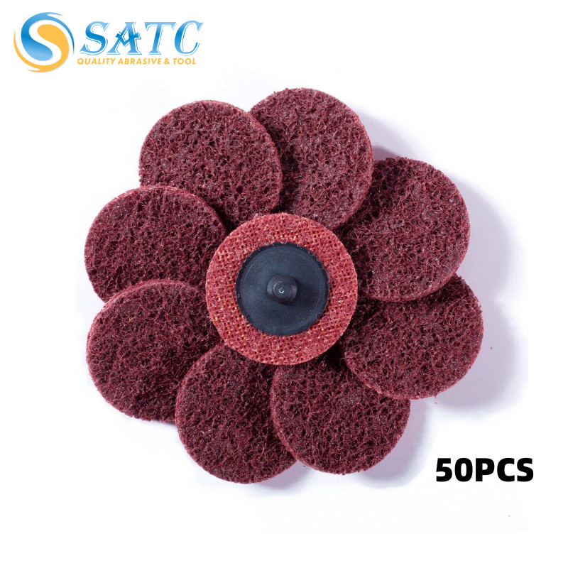 50PCS 2 in Roll Lock Die Grinder Sanding Pads Medium Surface Conditioning Discs