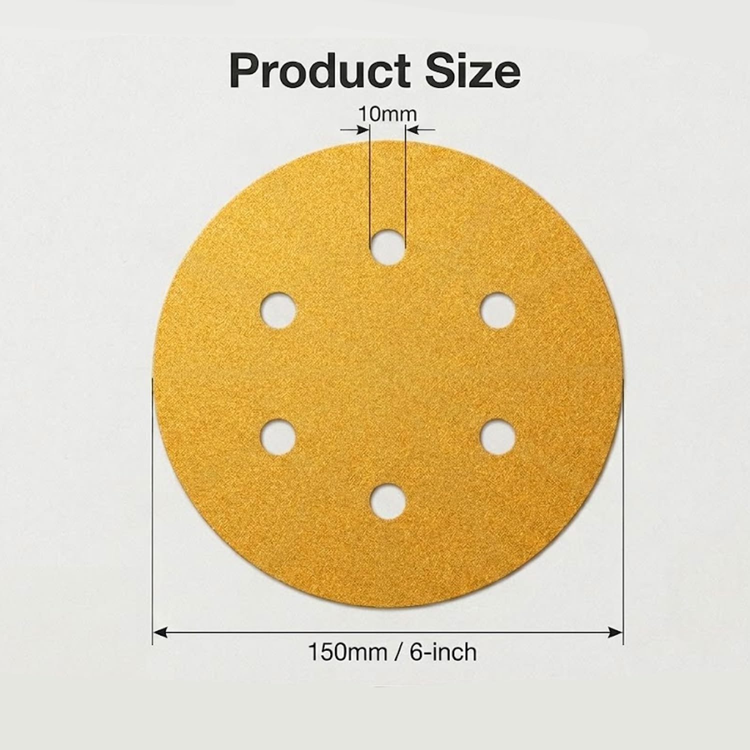 100 PCS 6 Inch 6 Hole Sanding Discs, 60/80/120/220/320 Grit, Hook and 6