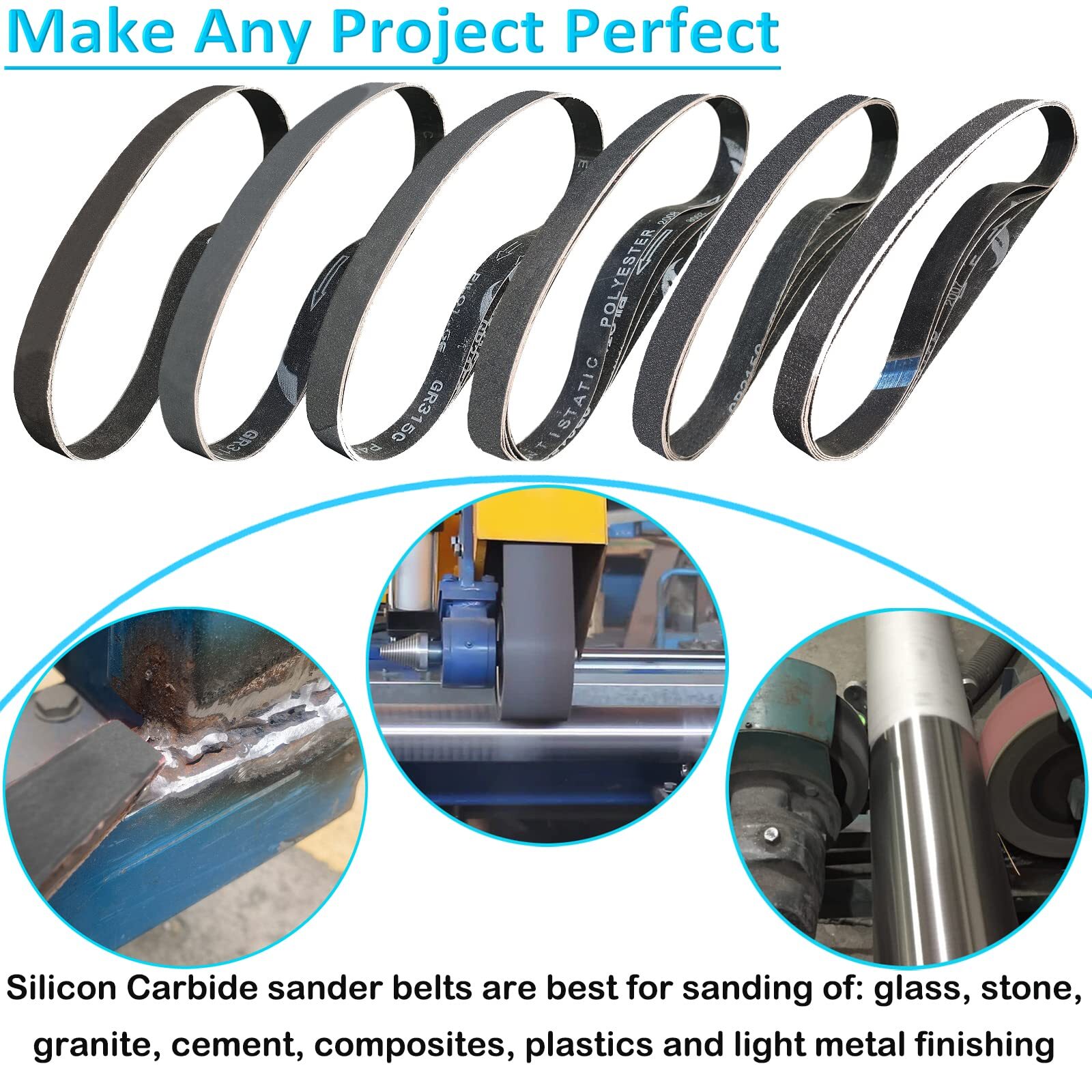 12 Pack 1x42In Silicon Carbide Sander Belts Assorted Grits for Knife Sharpening