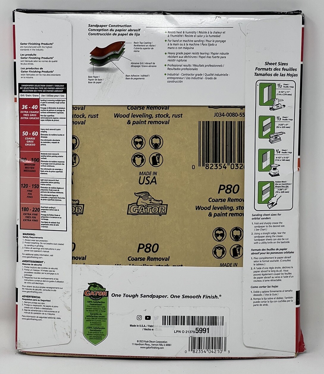 Gator Multi-Surface 9 In. x 11 In. 80 Grit Medium Sandpaper (25-Pack) 4210