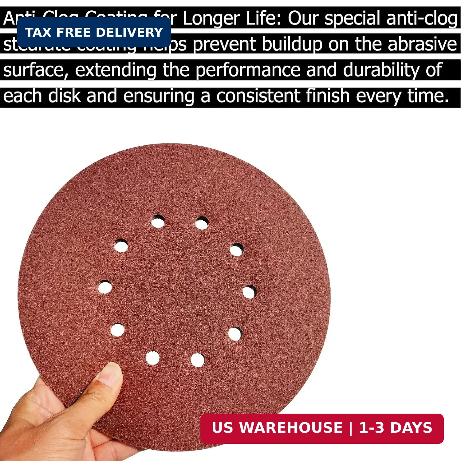 50 Pack 9-Inch 10 Hole 120 Grit Hook-and-Loop Drywall Sandpaper – Aluminum Oxide