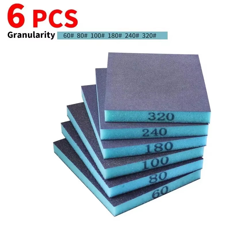 6PCS Sanding Sponge 60-320 Grit Washable and Reusable Wet Dry Sanding Blocks for