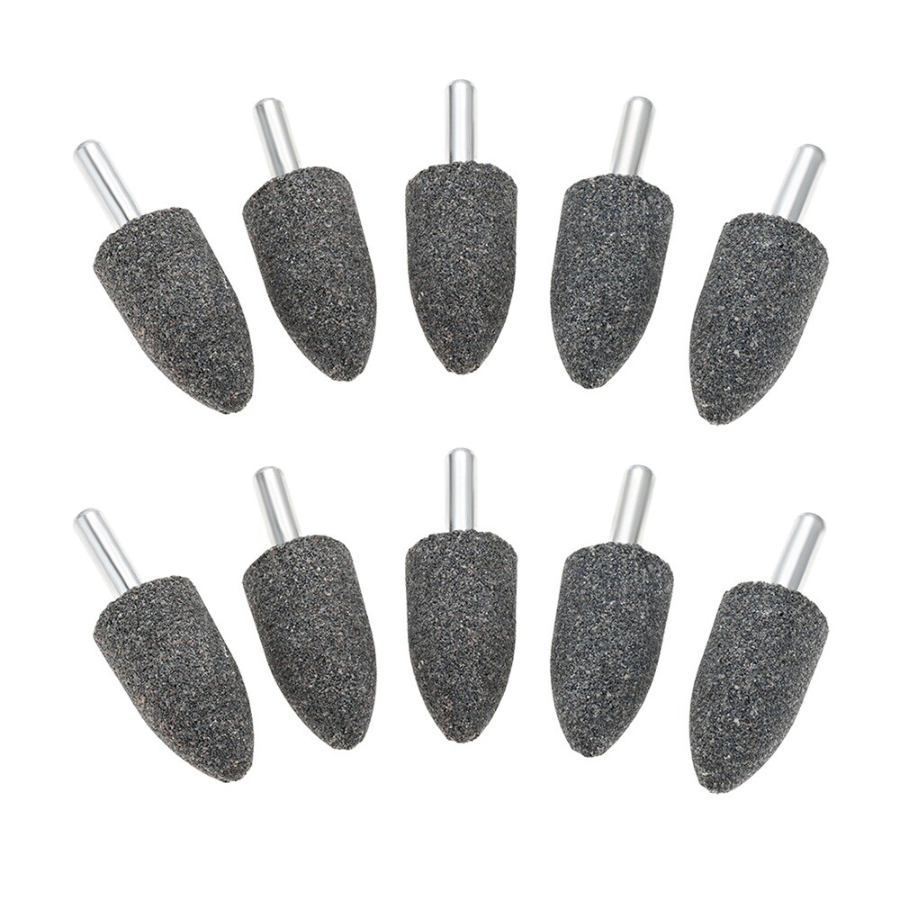 10PC Cone Shape Grinding Stones 20mm Aluminium Oxide Fit Electric Rotary Tool