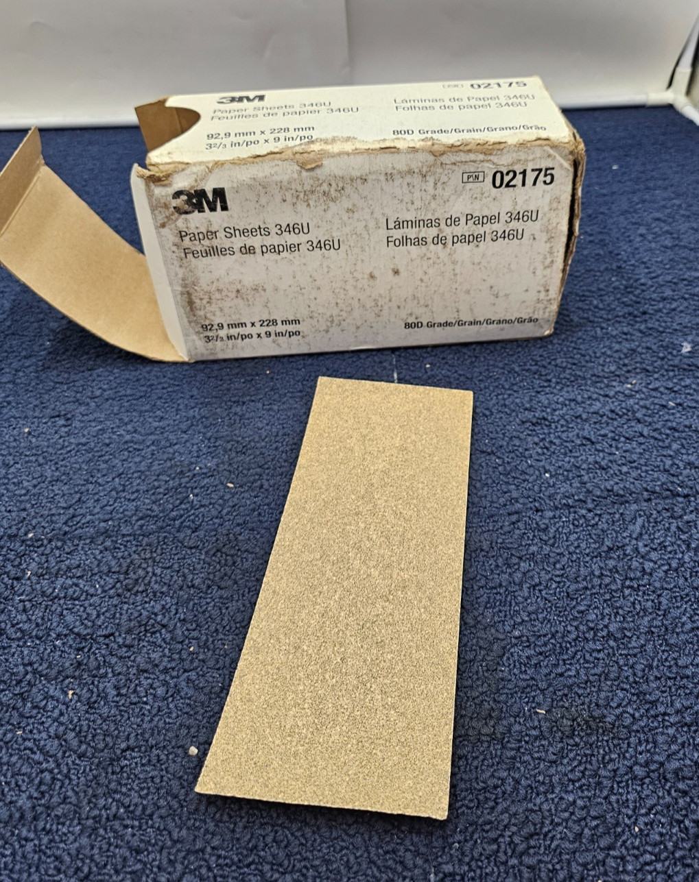 (QTY 200) 3M 02175 3-2/3″x9″ Sandpaper Abrasive Sheet 80 Grit D-Weight
