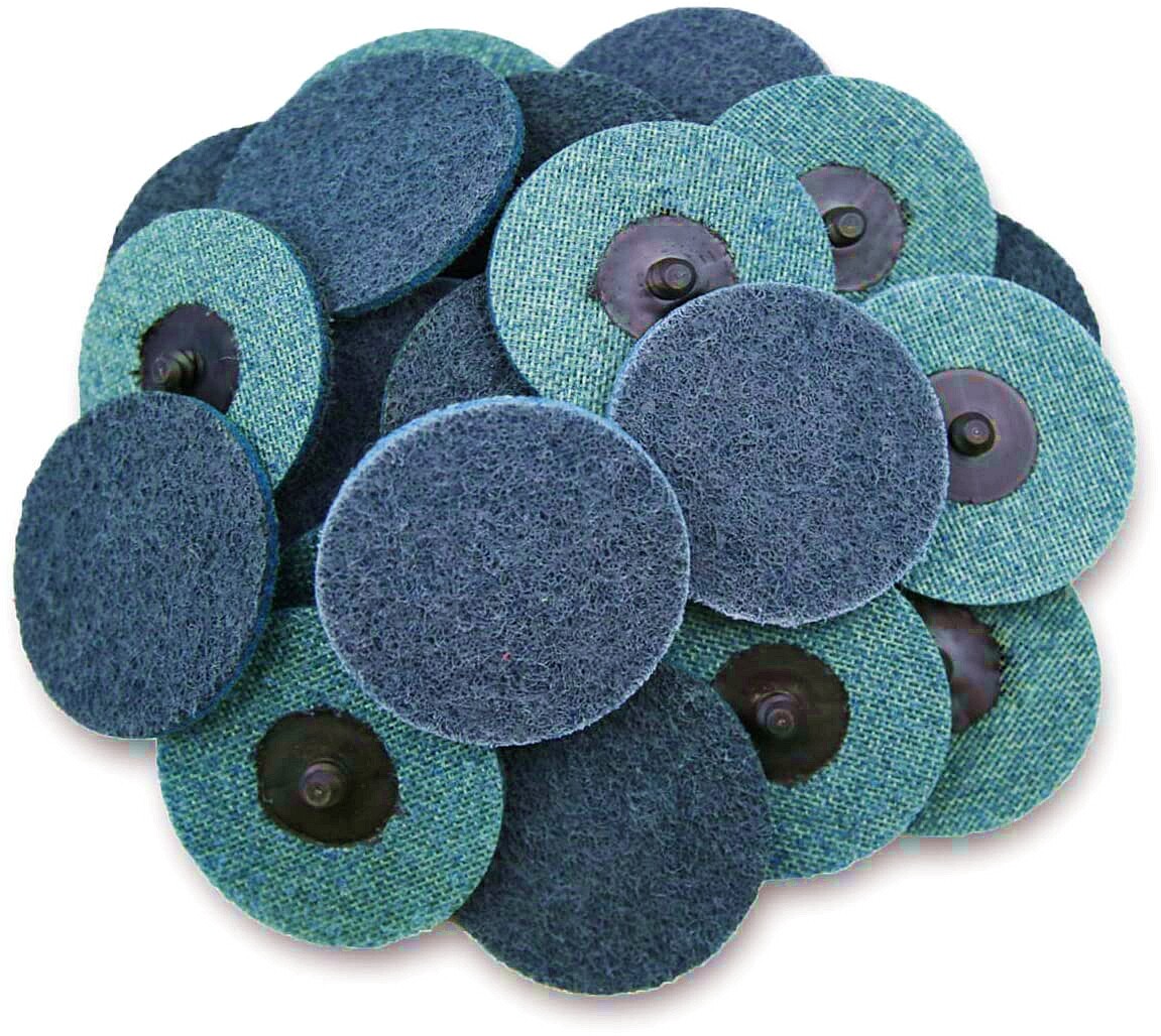 25 PACK 3in Fine Blue Non-Woven Pads Roll Lock Surface Sanding Grinding Disc