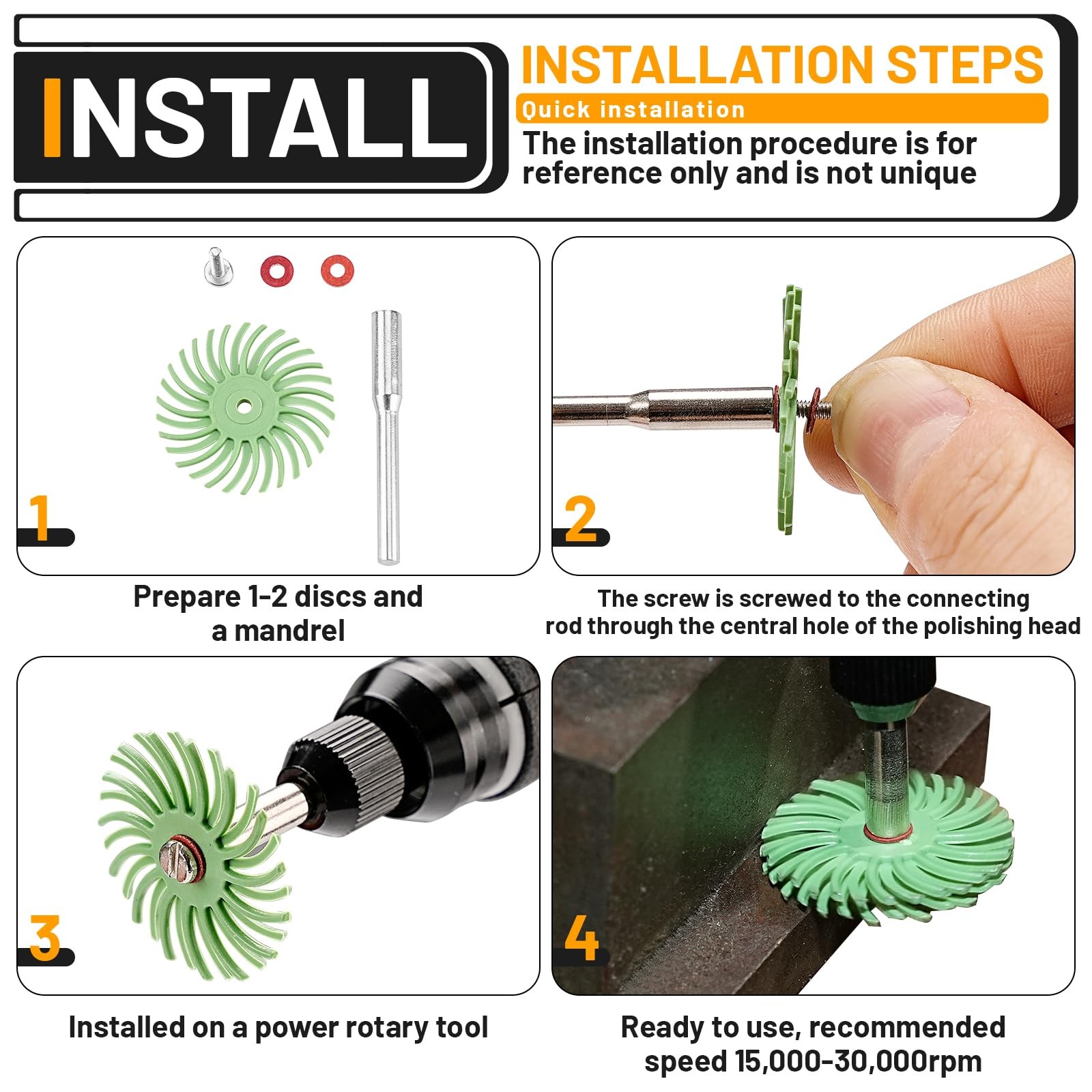 76 Pcs 1 Inch Radial Bristle Discs Kit with 3mm Shank, 80 to 2500 Grit