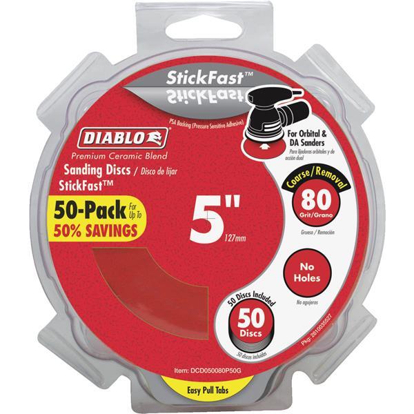 (5-50pk)-Diablo StickFast 5 In. 80-Grit Sanding Disc Sandpaper Great Value!