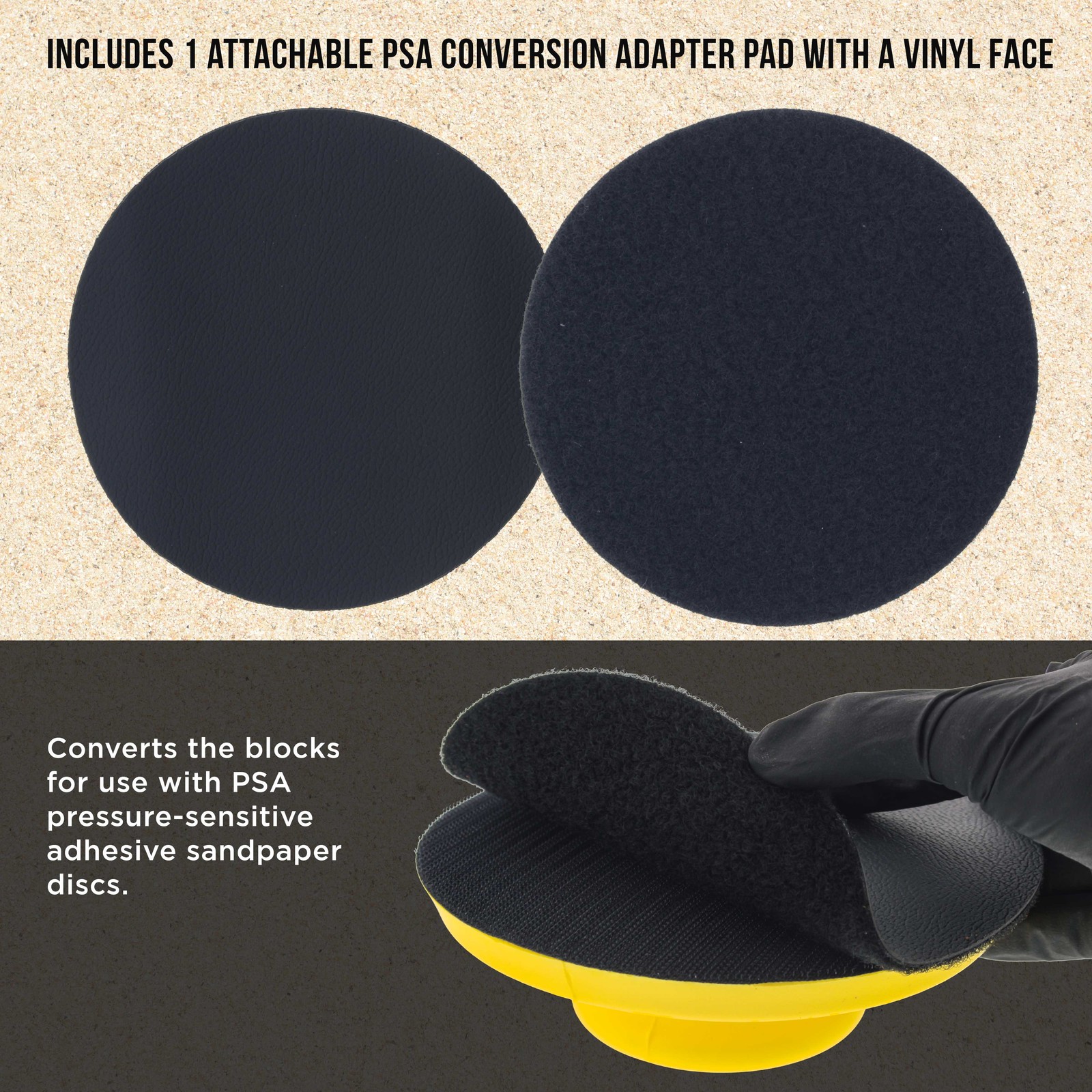 2ea 6″ Round-Shaped Hand Sanding Block Pads for Hook & Loop and PSA 6″ DA Discs