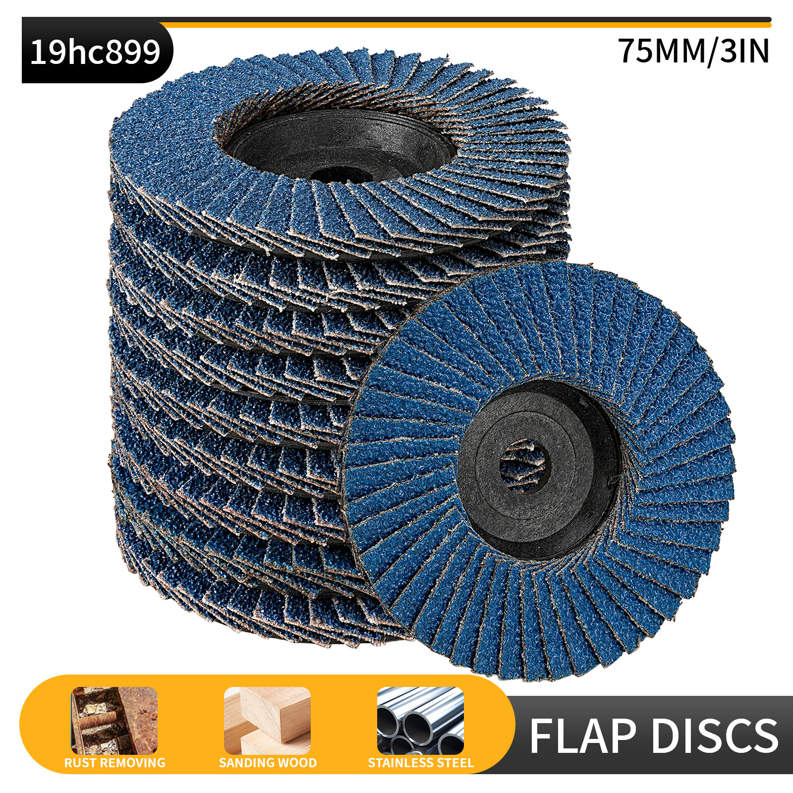 10pc 75mm 3″ Flap Sanding Discs 60 Grit Zirconia Abrasive Grinding Angle Wheel