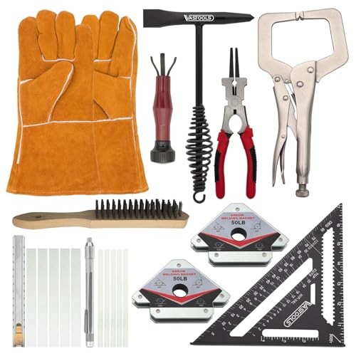 MIG Welding Tools,10pc,Chipping Hammer,Leather Welding Gloves,Speed