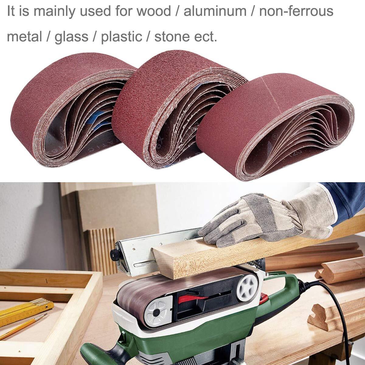 20 Pcs 2.5 Inch X 14 Inch Abrasive Sanding Belts 5 Each Of 40 80 120 240 Grit Al