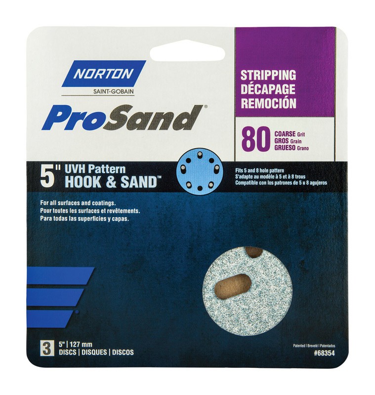 Norton 7660768354 80-Grit ProSand Zirconia Alumina Coarse Stripping Disc 5 in.
