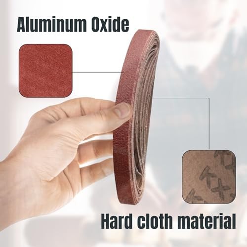 POWERTEC 1/2 x 18 Inch Sanding Belts, 50PK, 10 each of 40-240 Grit, 50PK