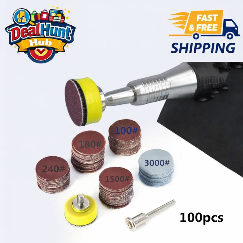 100PCS 25mm Sanding Discs 1 Inch Abrasive Sandpaper Set for Rotary Tool