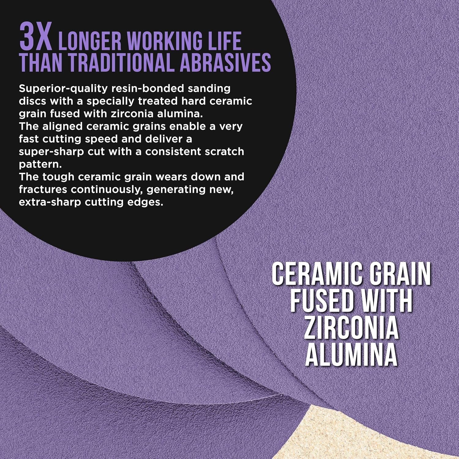 Box of 50 Self-Adhesive 80 Grit 6-Inch Ceramic Sanding Discs for Superior Finish