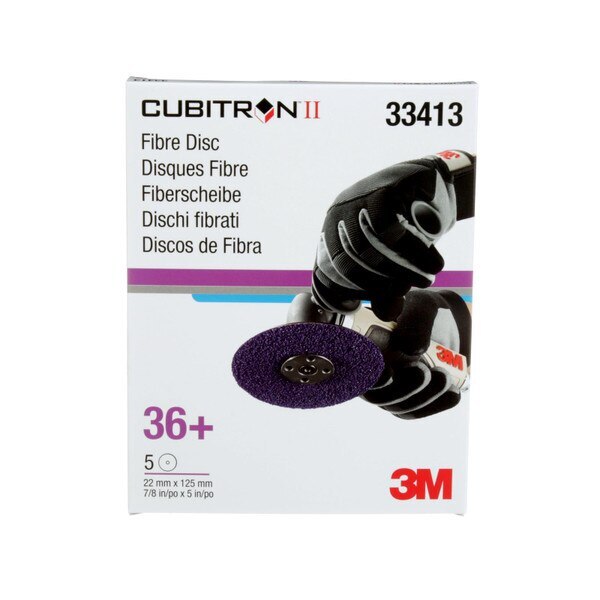 3M Cubitron II Abrasive Fibre Disc, 33413, 5 in x 7/8 in (125mm x 22mm), 36+
