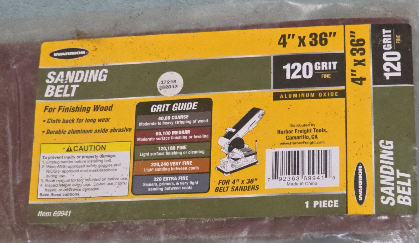 NOS – 1 each – Warrior Sanding Belt 4″ X 36″ 120-Grit