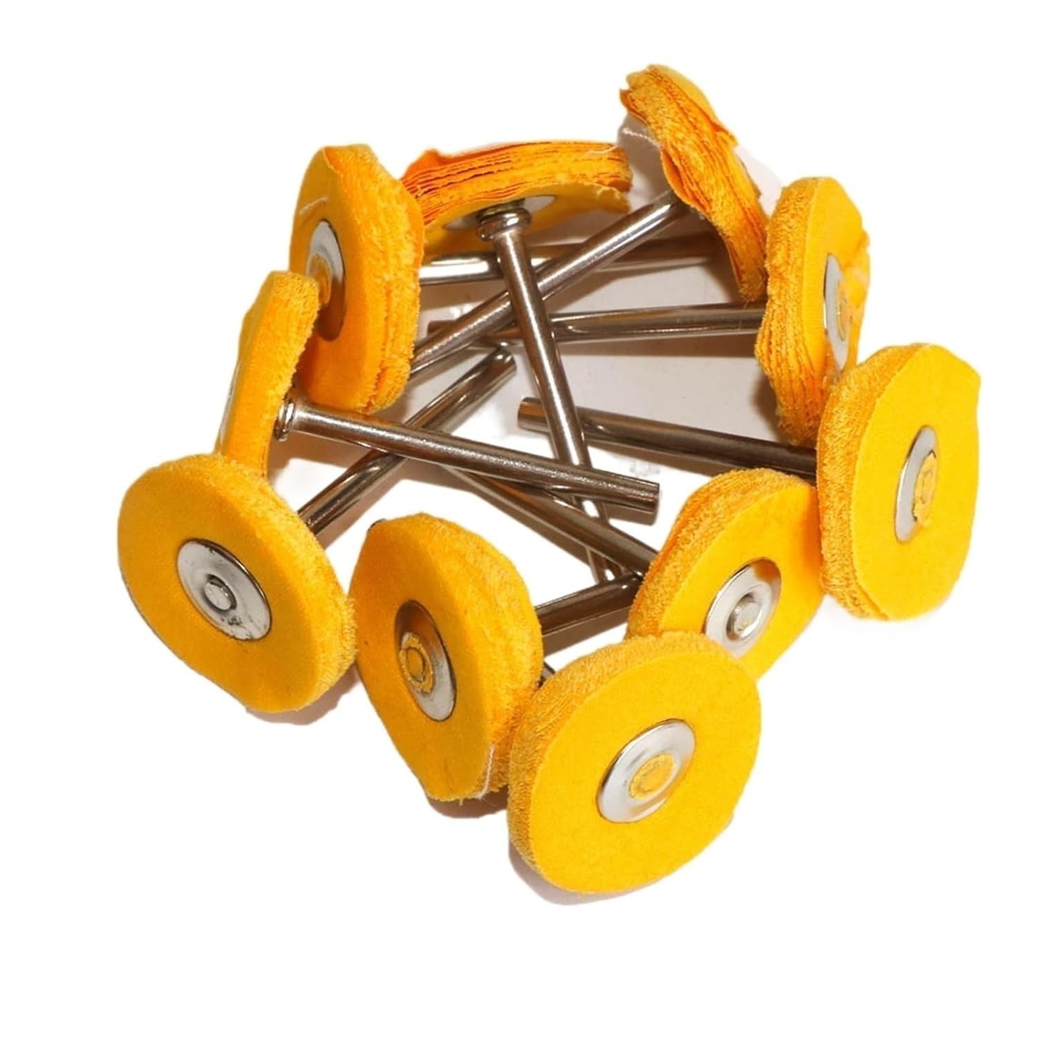 36pc 1″ Yellow Muslin Cloth Buffing Wheel 1/8″ Shank for Rotary Tool ~ MC18