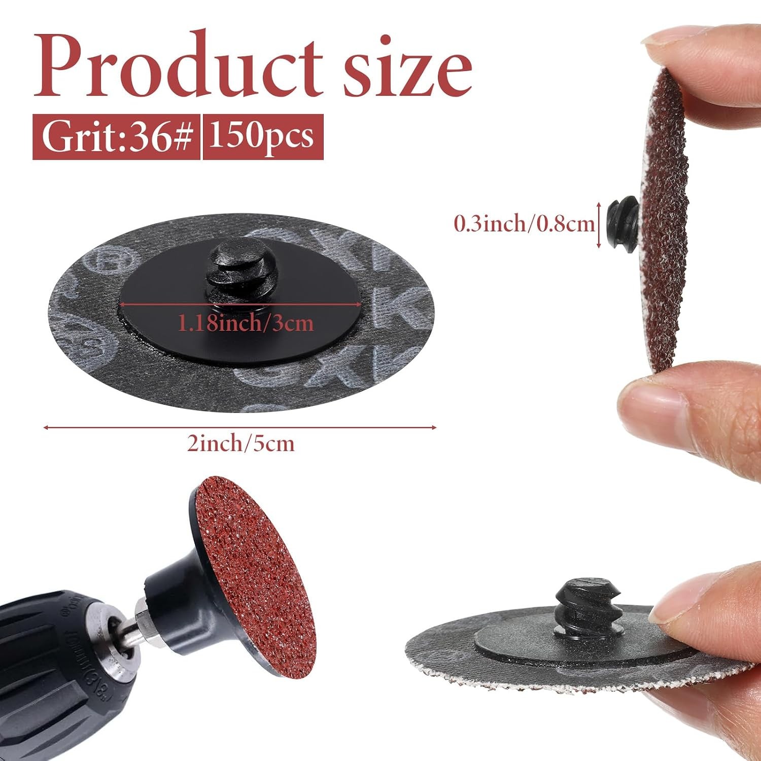 150 Pcs 2 Inch 36 Grit Die Grinder Sanding Discs Sanding Discs 150 Count 2