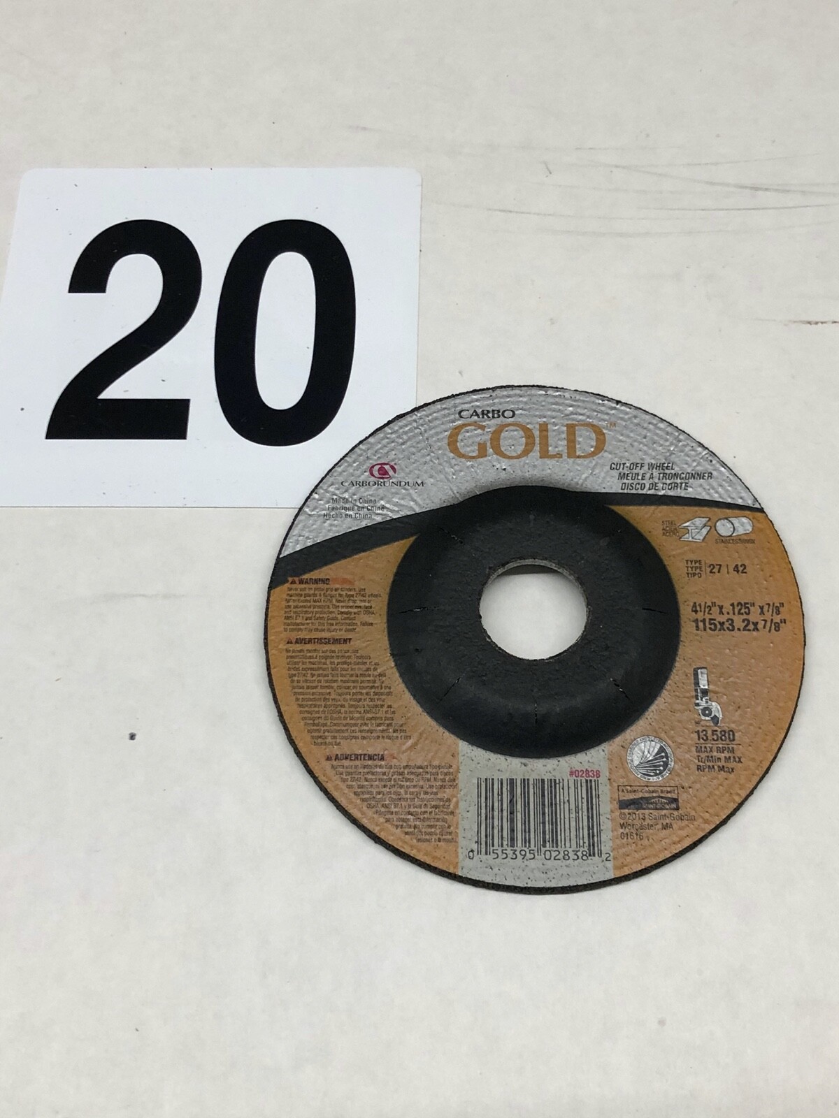 20 CARBO GOLD GRINDING WHEELS FOR METAL STEEL STAINLESS 4-1/2″ x .125″ x 7/8″