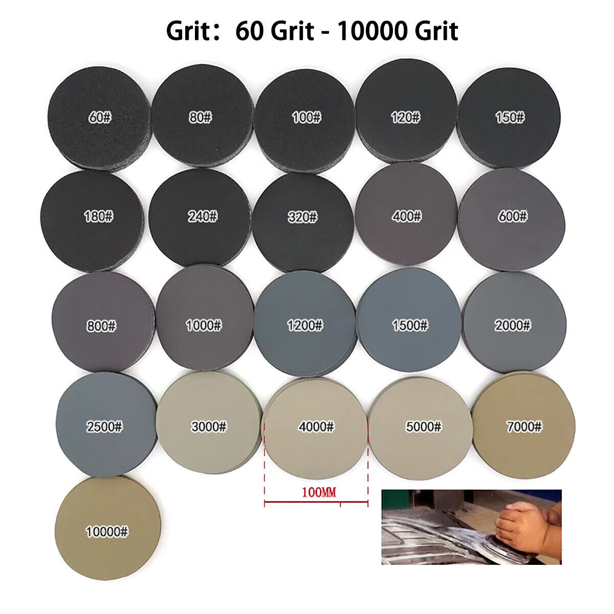 Hook Loop Sanding Discs 60 – 10000 Grit Wet Dry Sandpaper，Burnishing 4inch（100mm