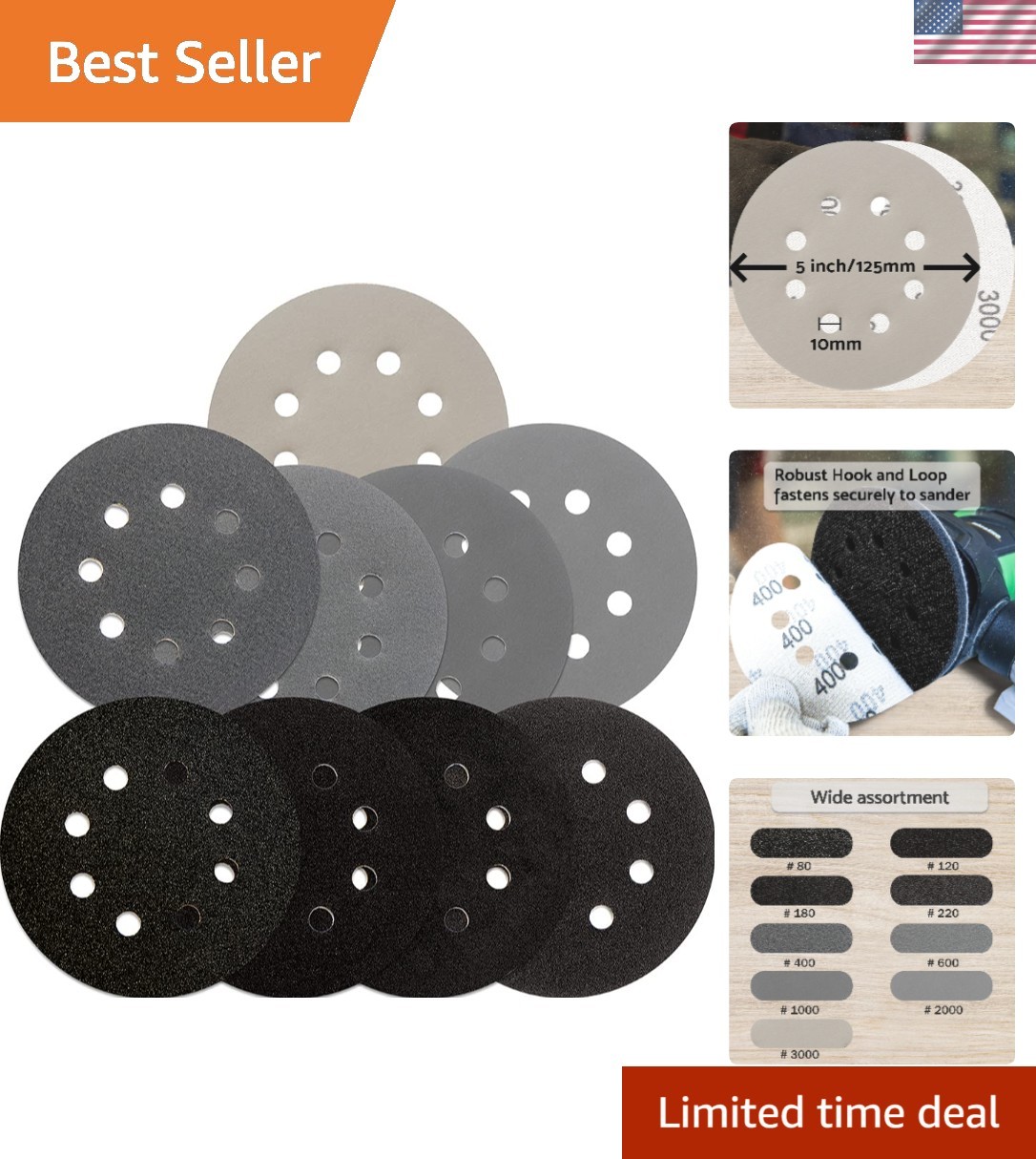 Silicon Carbide Sanding Discs Assortment for Wood & Metal Projects