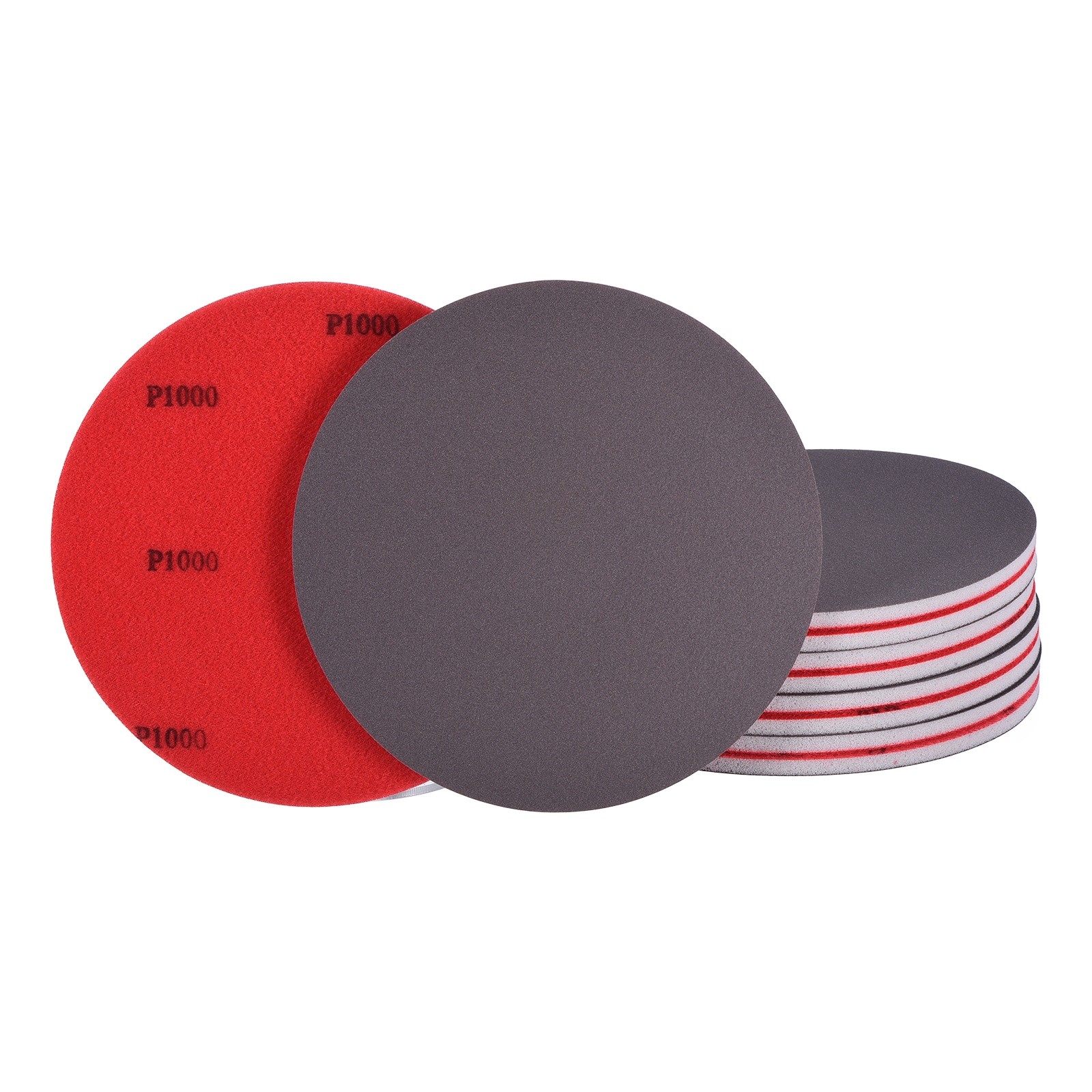 10 Pcs 800-1000 Grit 6 Inch Hook and Loop Sponge Sanding Disc for Sander, Black