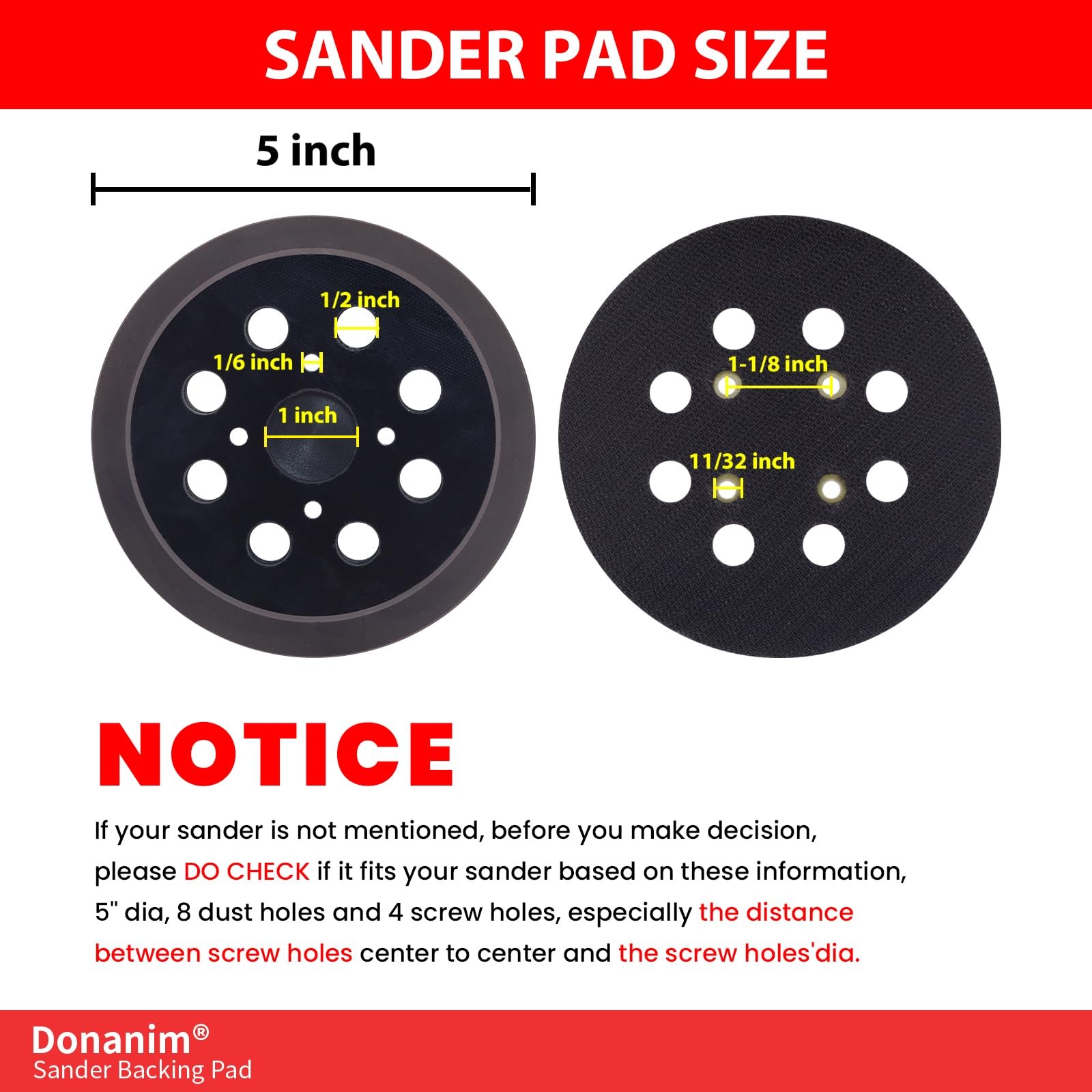 2Pack 5” 8 Hole Sander Pad Compatible with Craftsman 315.112170 315.116940