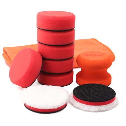 3 Inch Polishing Pad, 8Pcs Car Wax Applicator Pads with Handle and Towel,