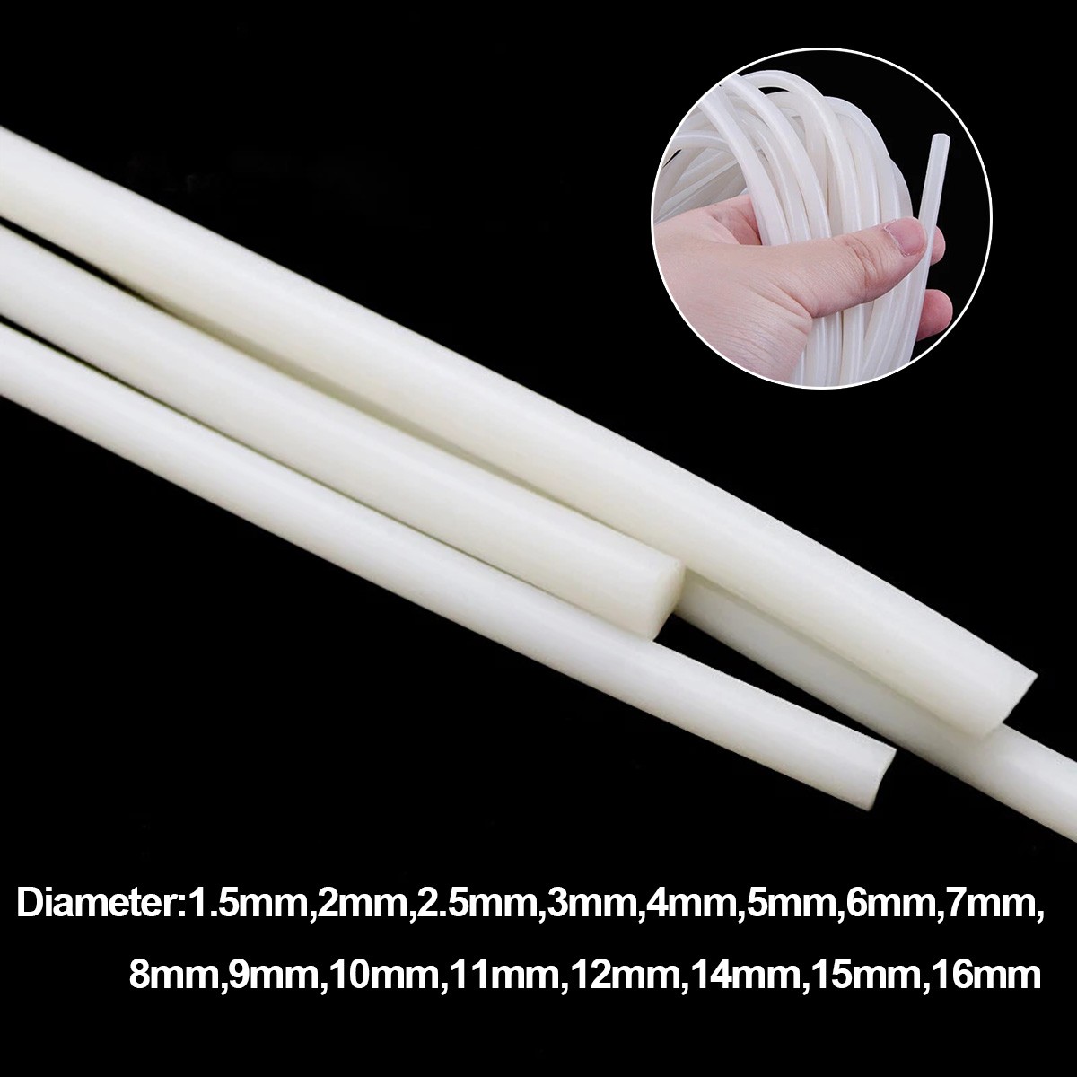 Dia 1mm~25mm Solid Silicone Rubber Cord White Seal O Ring High Temperature Cord
