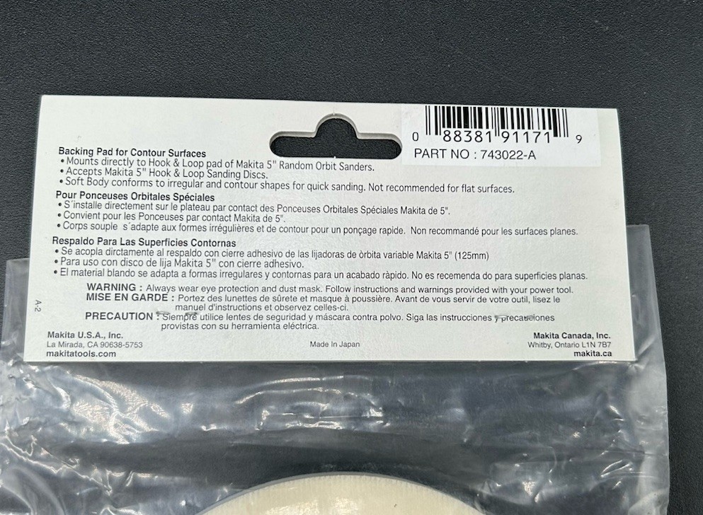 Makita 743022-A 5-Inch Backing Pad Brand New! Never Opened!