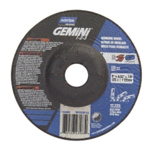 Norton 5 X 3/32 X 7/8 In. Gemini Depressed Center Wheel Type 27 A/O 5 PACK