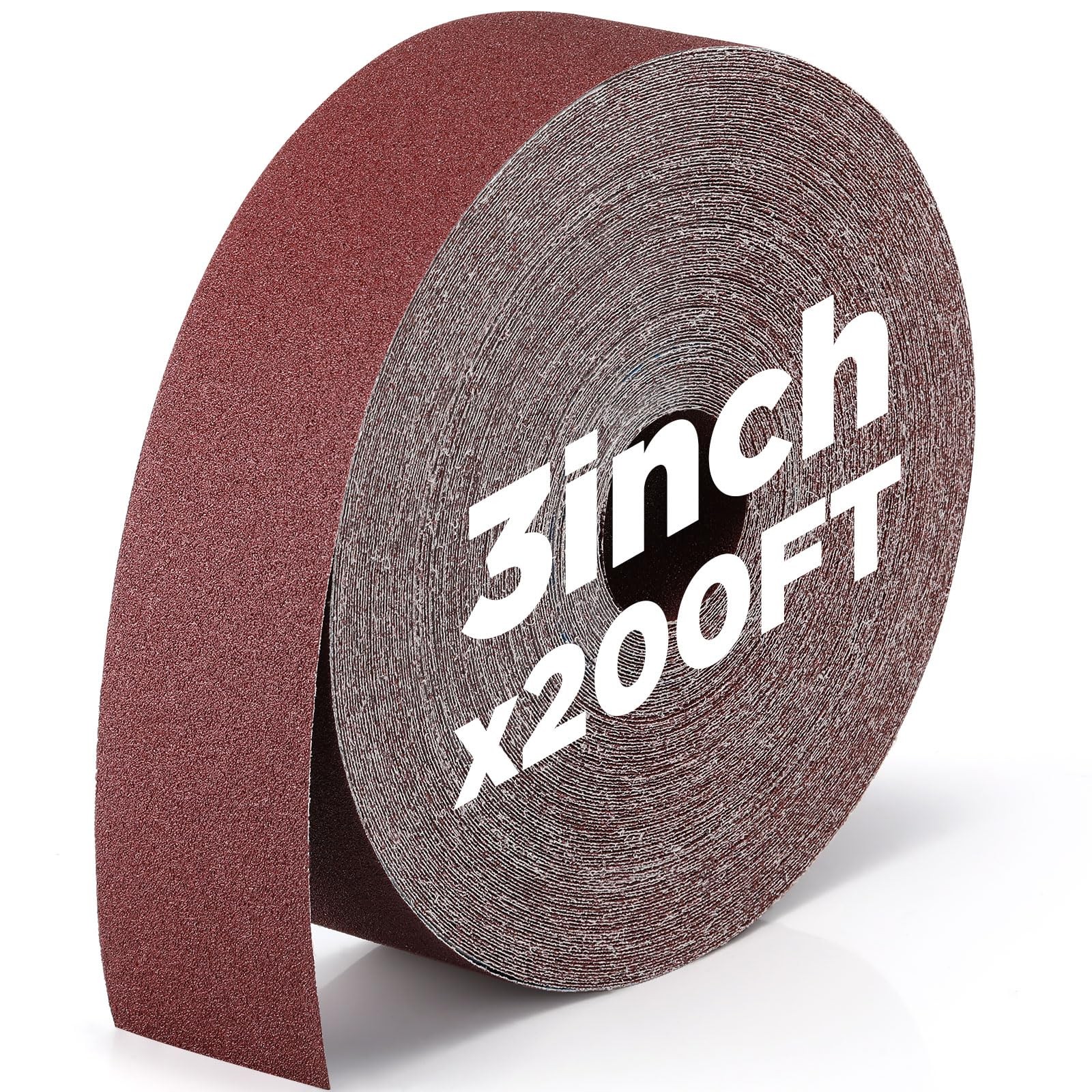 Heigble 80 Grit Abrasive Sandpaper Roll 3”x 200 ft Drum Sander Sand Paper Ro…