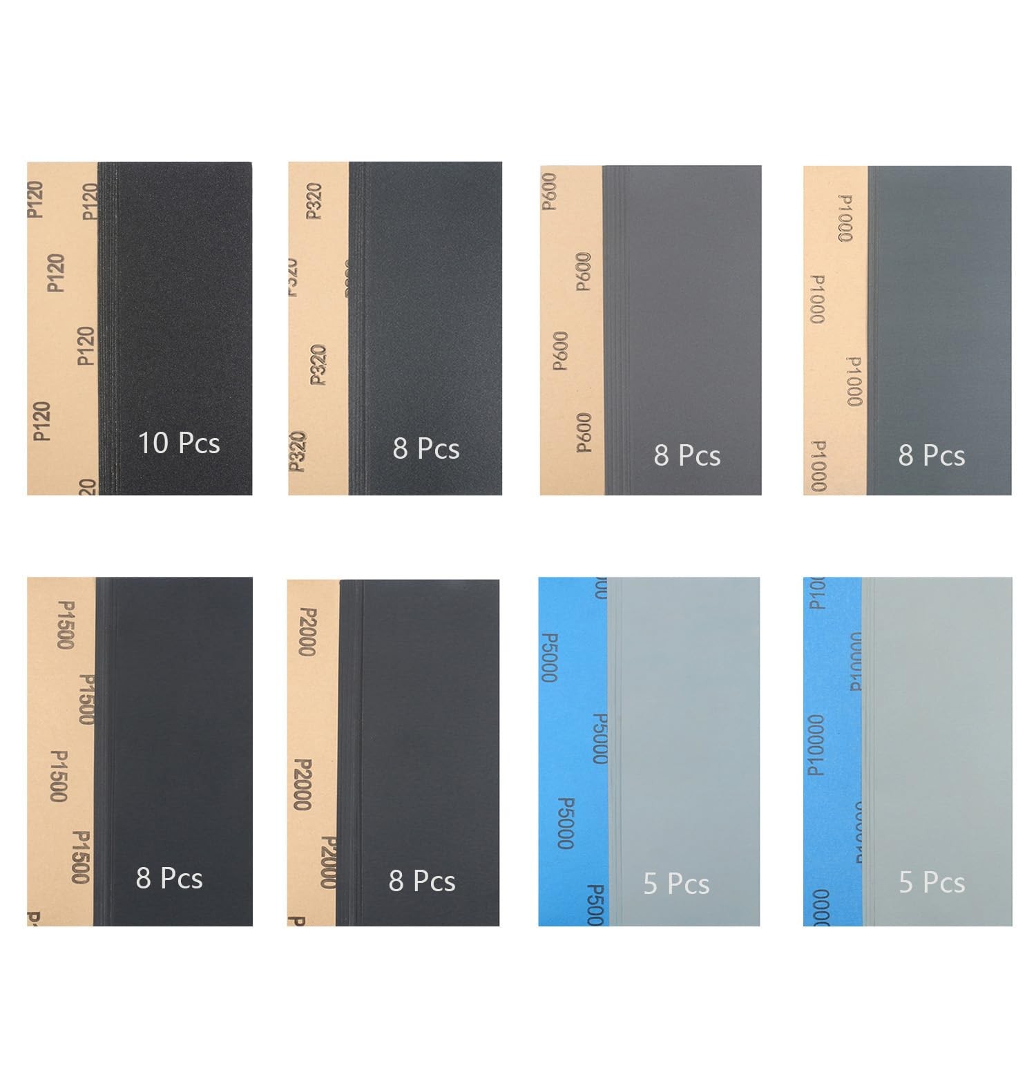 60Pcs of 9×3.6 Inch 8 Grit Mixed Packing Wet and Dry Sandpaper, Woodworking F…