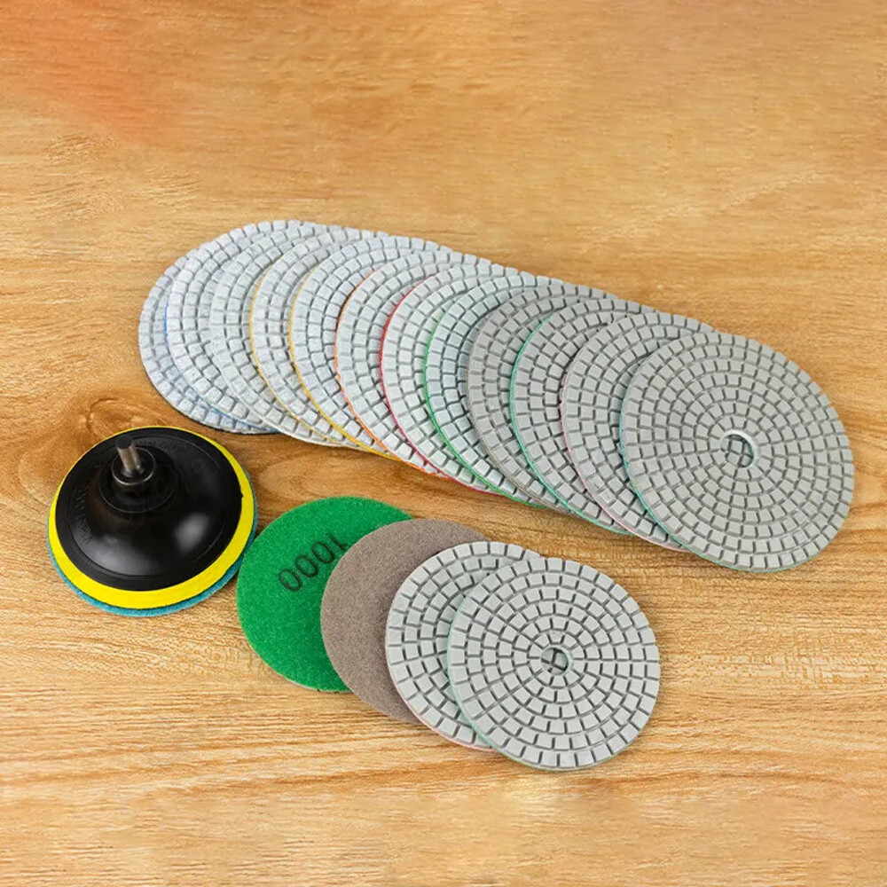 11Pcs 4 inch 100mm Diamond Polishing Pads Kit Wet/Dry for Granite Stone Concrete