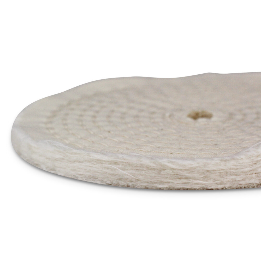 10″ x 1/2″ Arbor Hole – 20 Ply Spiral Sewn Polishing Muslin Cotton Buffing Wheel