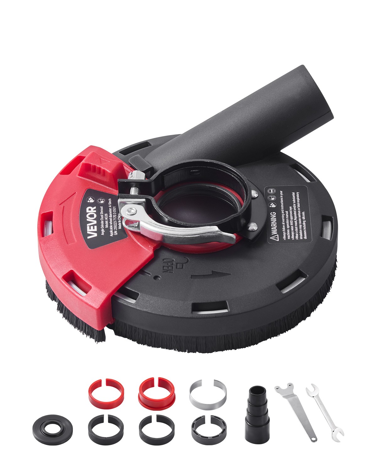VEVOR Angle Grinder Dust Shroud 4-5 in with 6 Clamping Washers Connect to Vacuum